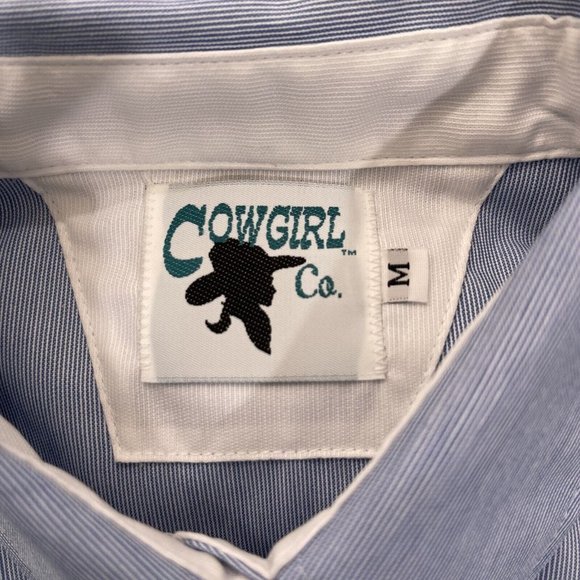 Cowgirl Co Shirt Womens Medium M Button Blue White Embroidered Western - Picture 6 of 7